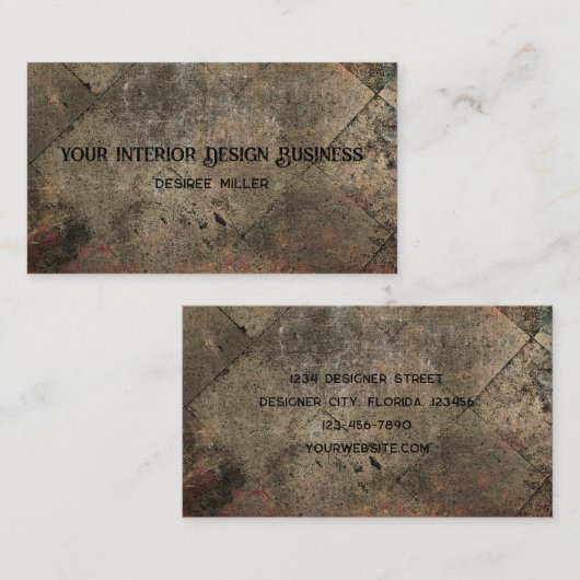 ヴィンテージハーレクインセピアブラウンブラックグランジテクスチャ 名刺 (正面/裏面)