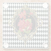 ヴィンテージハーレクインレッドベゴニアス ガラスコースター (裏面)