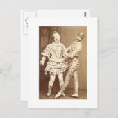 ヴィンテージハーレクイン&ピエロ ポストカード (正面/裏面)