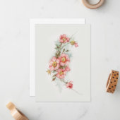 ヴィンテージハ絵を描ンドスタイルワイルドバラ ノートカード (正面/裏面インサイチュ)