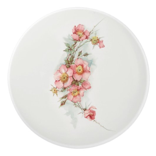 ヴィンテージハ色彩の鮮やかンドスタイルワイルドバラ セラミックノブ (正面)