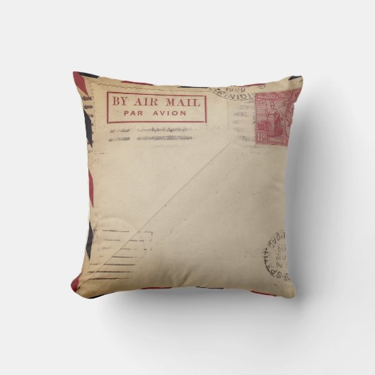 ヴィンテージバイエアメール装飾用クッション クッション (正面)