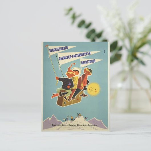 ヴィンテージバイエルンアルプスBerchtesgadenドイツ旅行 ポストカード (スタンド正面)