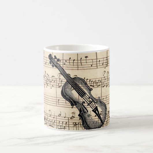 ヴィンテージバイオリンと楽譜マグ コーヒーマグカップ (中央)
