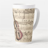 ヴィンテージバイオリンと楽譜 カフェラテマグ (右アングル)