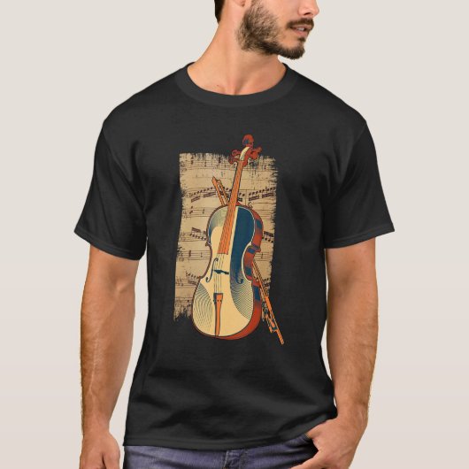 ヴィンテージバイオリン弦楽器楽器バイオリン Tシャツ (正面)
