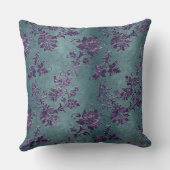 ヴィンテージバイオレットフローラダマスクグリーングレーパターン クッション (裏面)