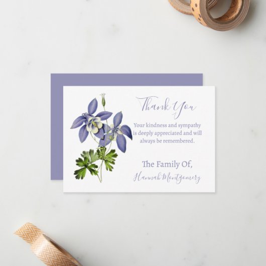 ヴィンテージバイオレットフローラ悔やみや弔慰サンキューカード ノートカード (正面/裏面インサイチュ)