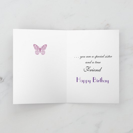 ヴィンテージバイオレットブーケシスターアンドフレンド誕生日 カード (内部)