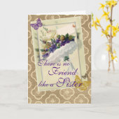 ヴィンテージバイオレットブーケシスターアンドフレンド誕生日 カード (黄色い花)
