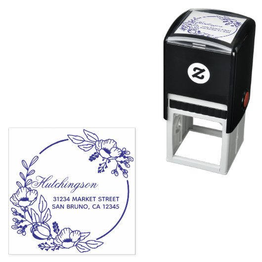 ヴィンテージバイオレット手書きリース差出人住所 セルフインキングスタンプ (インサイチュ)