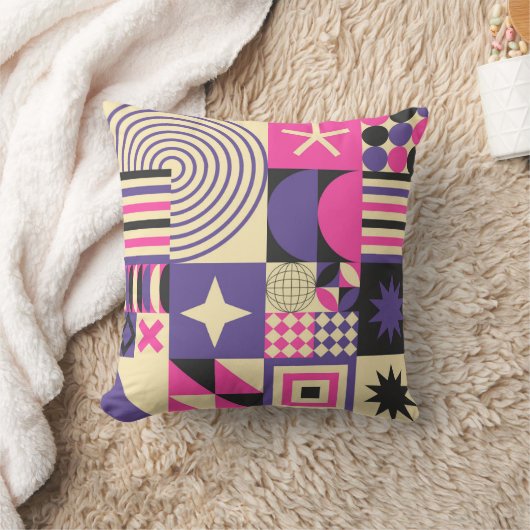 ヴィンテージバイオレット抽象芸術幾何学模様 クッション (ブランケット)