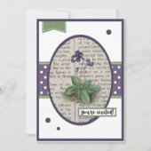 ヴィンテージバイオレット詳細の背面誕生日 招待状 (正面)