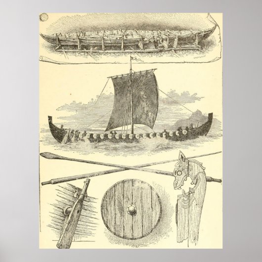 ヴィンテージバイキングアートワークとイラストレーション ポスター (正面)