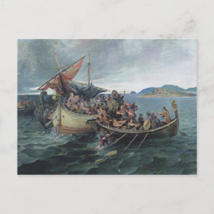 ヴィンテージバイキング海戦絵画 ポストカード