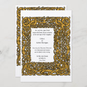 ヴィンテージバイキング縁ど結婚ケルト結び目模様 招待状 (正面/裏面)