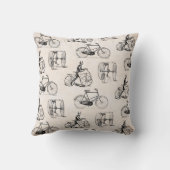 ヴィンテージバイクとトリサイクルエレガントレトロバイク クッション (裏面)