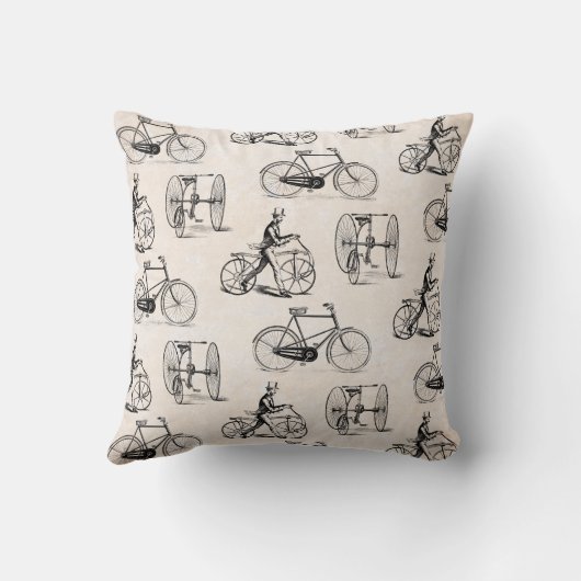 ヴィンテージバイクとトリサイクルエレガントレトロバイク クッション (裏面)
