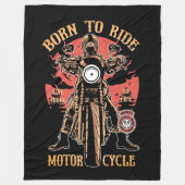 ヴィンテージバイクに乗る人 フリースブランケット (正面)
