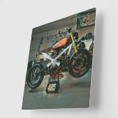 ヴィンテージバイクのアートワーク スクエア壁時計 (傾斜)