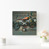ヴィンテージバイクのアートワーク スクエア壁時計 (ホーム)