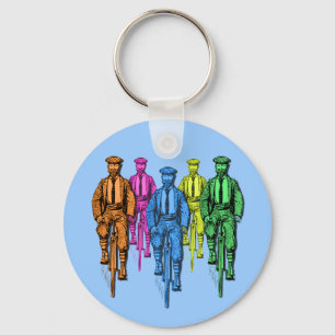 ヴィンテージバイクのイラストレーションの5人の農夫 キーホルダー