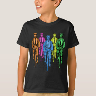 ヴィンテージバイクのイラストレーションの5人の農夫 Tシャツ