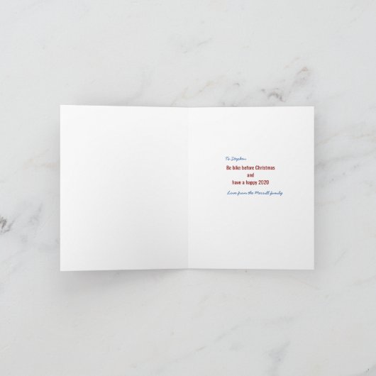 ヴィンテージバイクのクリスマスグリーティングカード シーズンカード (内部)
