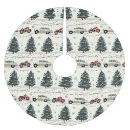 ヴィンテージバイクのクリスマスツリージャーニー ブラッシュドポリエステルツリースカート