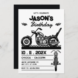 ヴィンテージバイクのライダーの誕生日 招待状