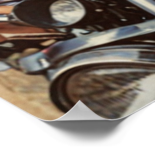 ヴィンテージバイクの女の子バイクもしくは自転車に乗る人 ポスター (角)