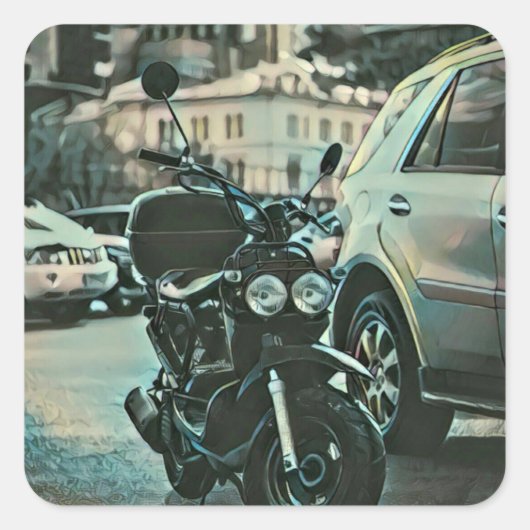 ヴィンテージバイクの贈り物 スクエアシール (正面)