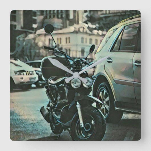 ヴィンテージバイクの贈り物 スクエア壁時計 (正面)