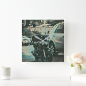 ヴィンテージバイクの贈り物 スクエア壁時計 (ホーム)