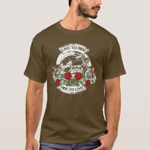 ヴィンテージバイクもしくは自転車に乗る人オートバイモトクロスライブツーライドリ Tシャツ