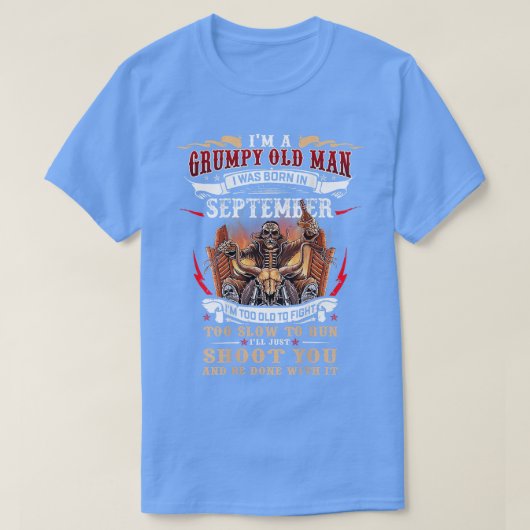 ヴィンテージバイクもしくは自転車に乗る人私は不機嫌な老生まれ男だった Tシャツ (デザイン正面)