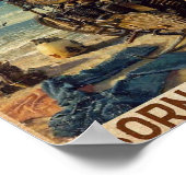 ヴィンテージバイクもしくは自転車に乗る人 ポスター (角)