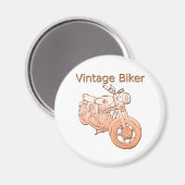 ヴィンテージバイクもしくは自転車に乗る人 マグネット (正面/裏面)