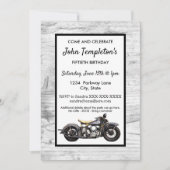 ヴィンテージバイクアンティークバースデーパーティーメンズ 招待状 (正面)