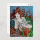 ヴィンテージバイクアールヌーボーアルフォンスミュシャ ポストカード (正面/裏面)