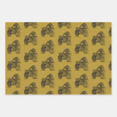 ヴィンテージバイクスケッチの背景 ラッピングペーパーシート (正面3)