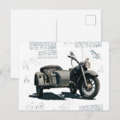 ヴィンテージバイクスケッチ ポストカード (正面/裏面)