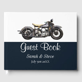 ヴィンテージバイクネイビーモダン結婚ズ ゲストブック