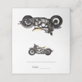 ヴィンテージバイクネイビーモダン結婚ズ プレイスカード (外部開封)