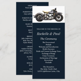 ヴィンテージバイクネイビーモダン結婚式 プログラム