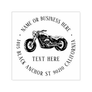 ヴィンテージバイクバイクもしくは自転車に乗る人名と差出人住所 セルフインキングスタンプ