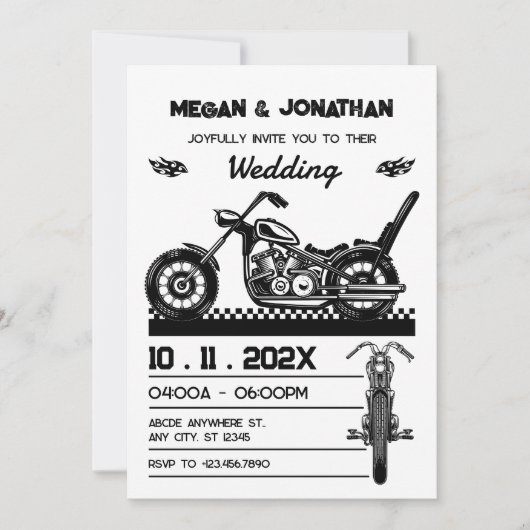 ヴィンテージバイクバイクもしくは自転車に乗る人結婚ズ 招待状 (正面)