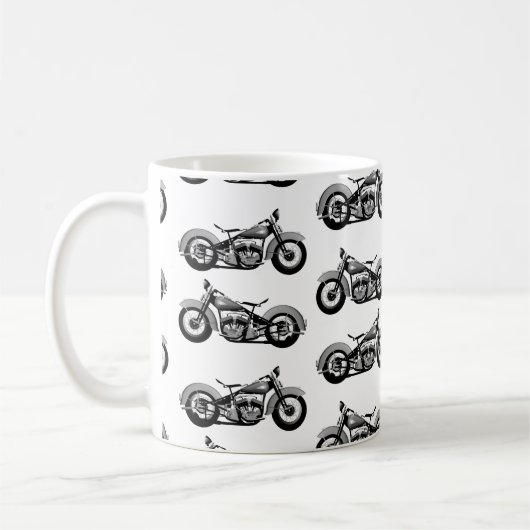 ヴィンテージバイクパターン コーヒーマグカップ (左)