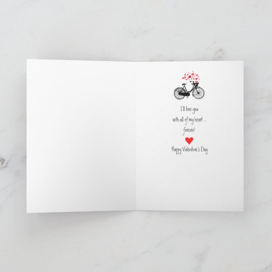 ヴィンテージバイクラブサイクリングハートカスタムバレンタイン シーズンカード (内部)