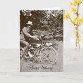 ヴィンテージバイク誕生日カード カード (黄色い花)